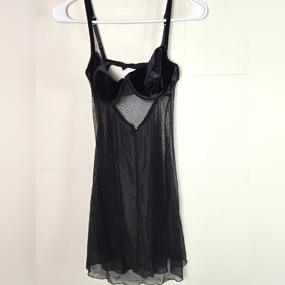 Vintage Frederick's Of Hollywood Whimsygoth Velour Bra Cup Nightie Lingerie, S/M